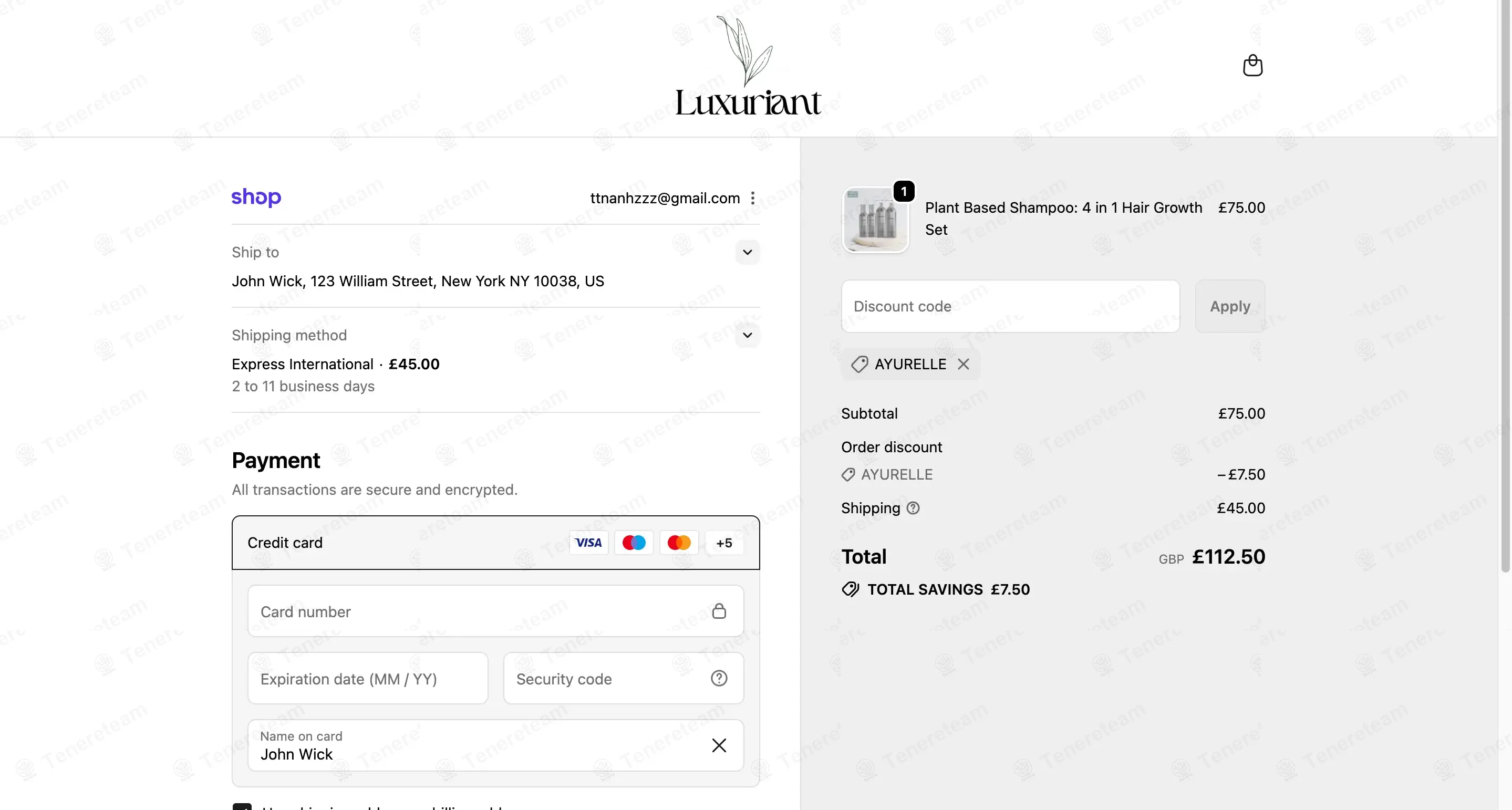 Luxuriant 168 coupon code: 10% off with AYURELLE. Tested and valid as 9 months ago.