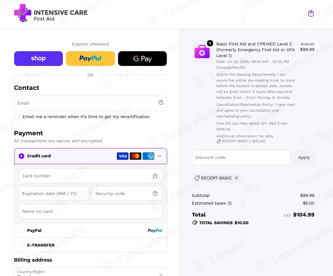 Intensive Care First Aid coupon code: $5 off with RECERT-BASIC. Tested and valid as 4 days ago.