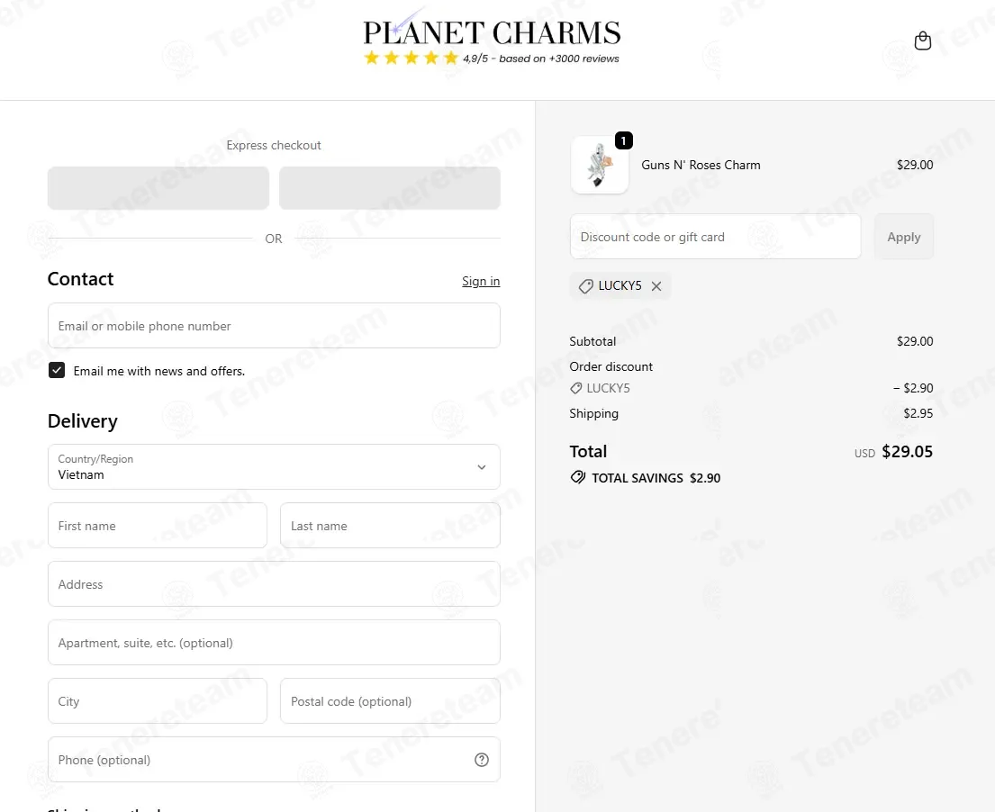 Planet Charms coupon code: 10% off with LUCKY5. Tested and valid as 1 month ago.