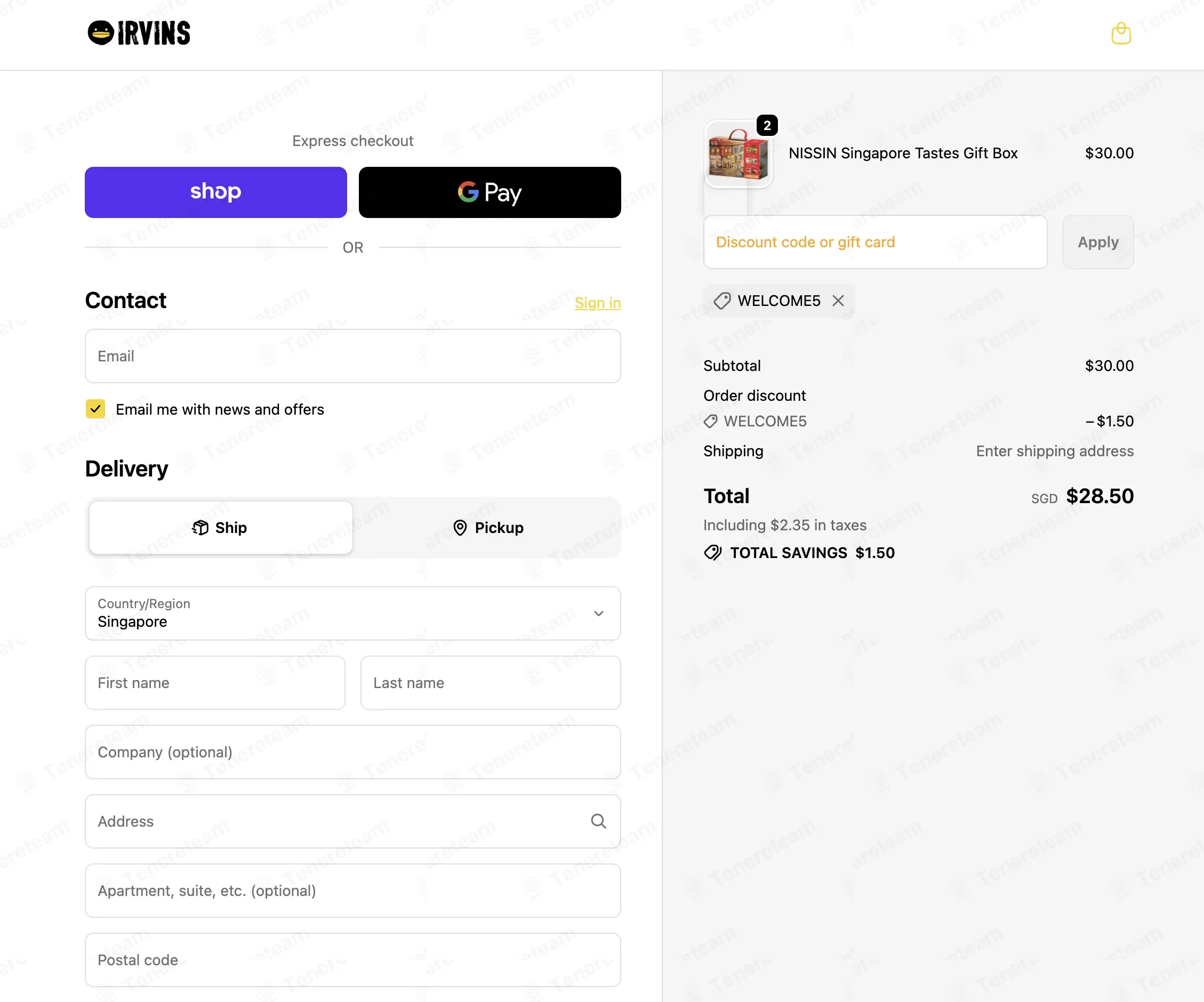 Irvins Singapore coupon code: 5% off with WELCOME5. Tested and valid as 3 weeks ago.