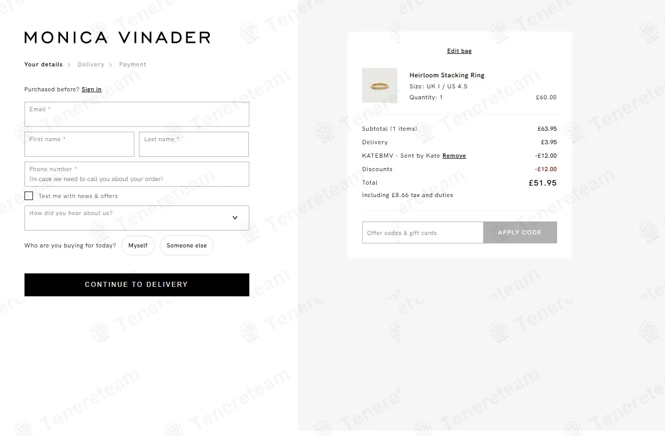 Monica Vinader coupon code: 20% off with KATEBMV. Tested and valid as 9 months ago.