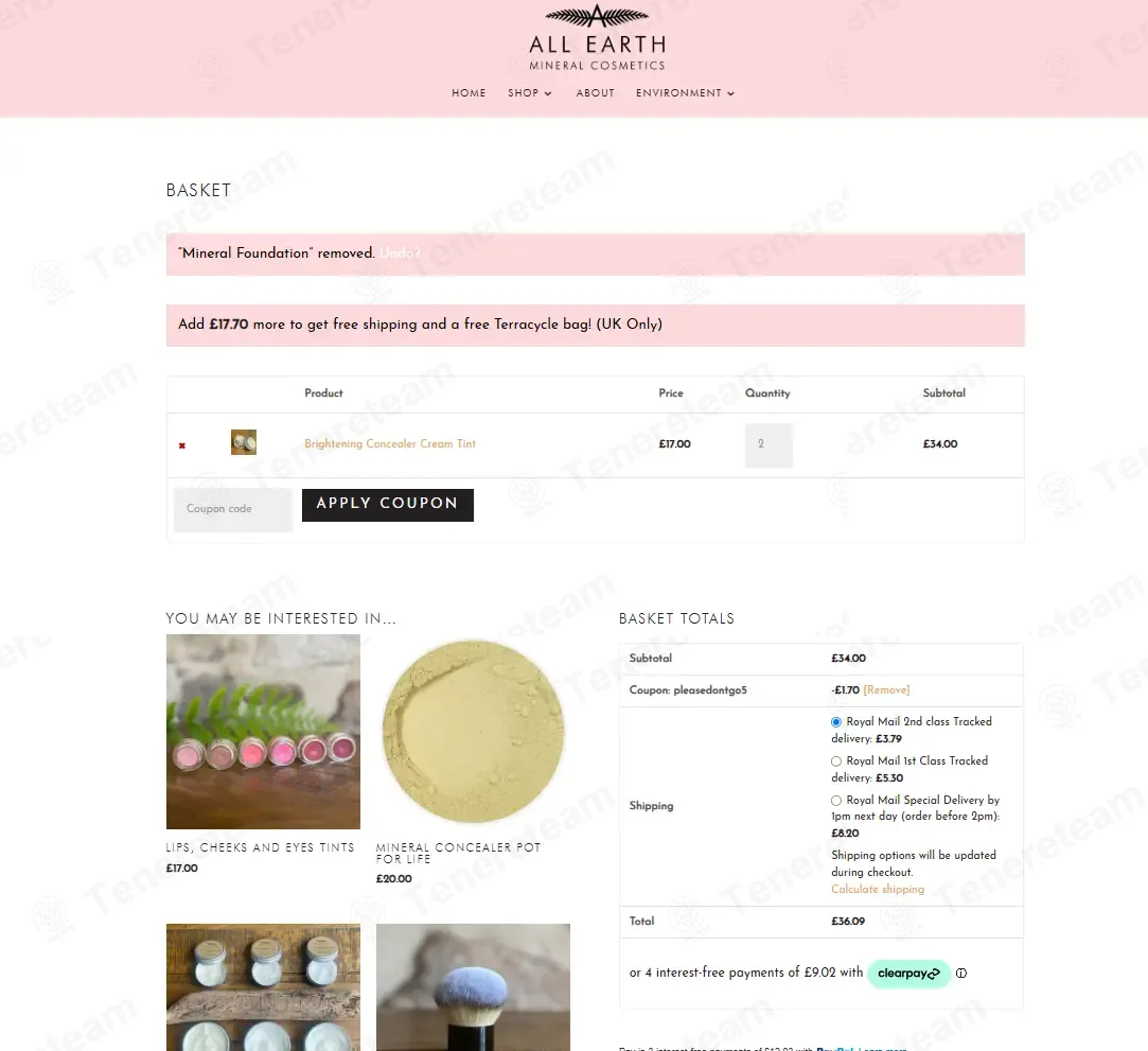 All Earth Mineral Cosmetics coupon code: 5% off with PLEASEDONTGO5. Tested and valid as 8 months ago.