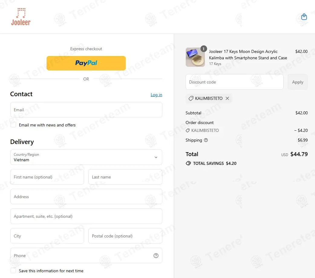 Jooleer Music coupon code: 10% off with KALIMBISTETO. Tested and valid as 10 months ago.