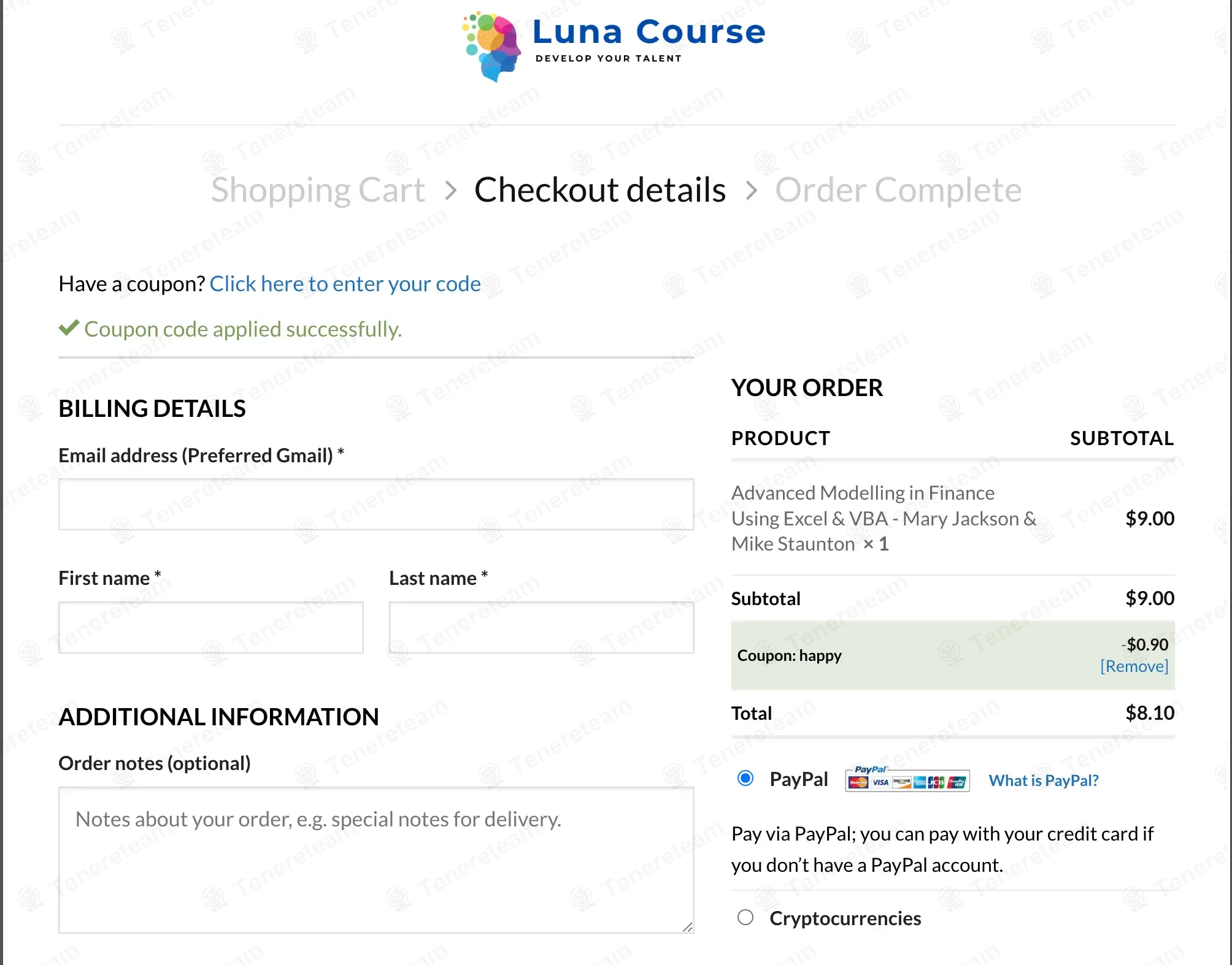 Luna Course coupon code: 10% off with happy. Tested and valid as 1 year ago.