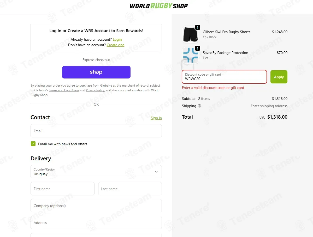 World Rugby Shop coupon code: 20% off with WRWC20. Tested and valid as 2 months ago.
