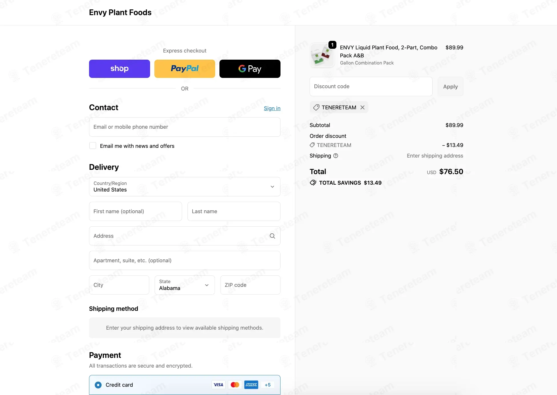 Envy Plant Foods coupon code: 15% off with TENERETEAM. Tested and valid as 1 month ago.