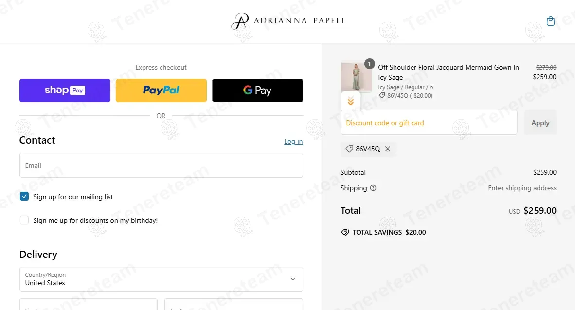 Adrianna Papell apply coupon code