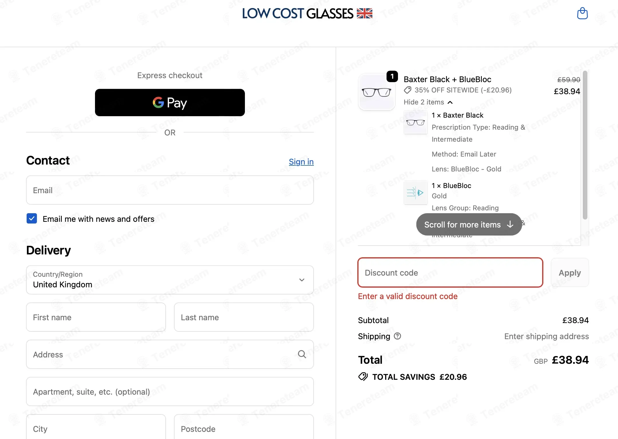 Low Cost Glasses UK coupon code: 40% off with 40XLCG. Tested and valid as 4 months ago.