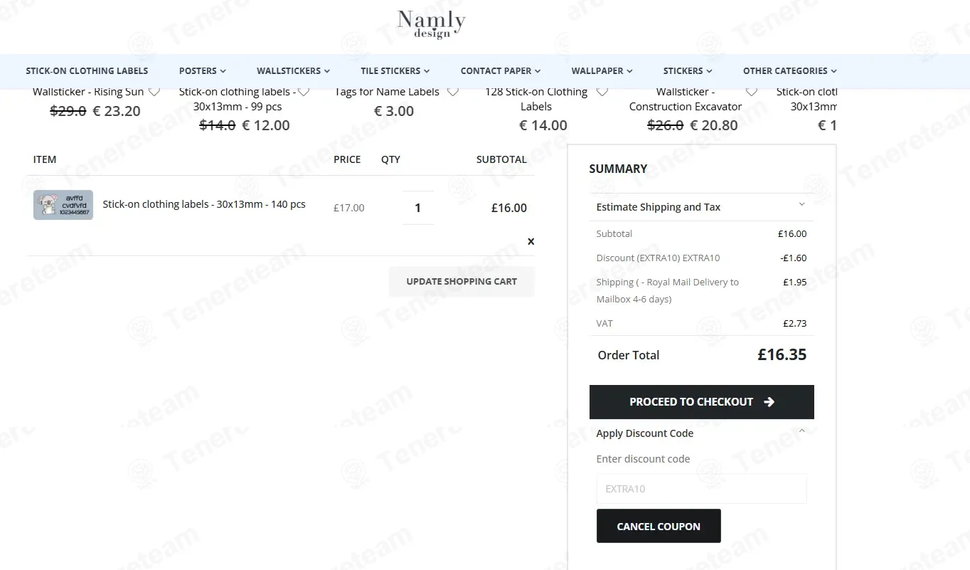 Namly Design coupon code: 10% off with EXTRA10. Tested and valid as 2 months ago.