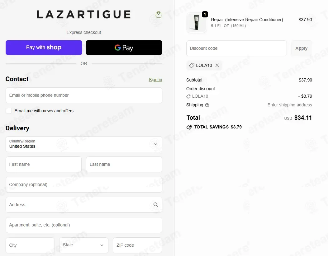 Lazartigue Usa coupon code: 10% off with LOLA10. Tested and valid as 2 weeks ago.