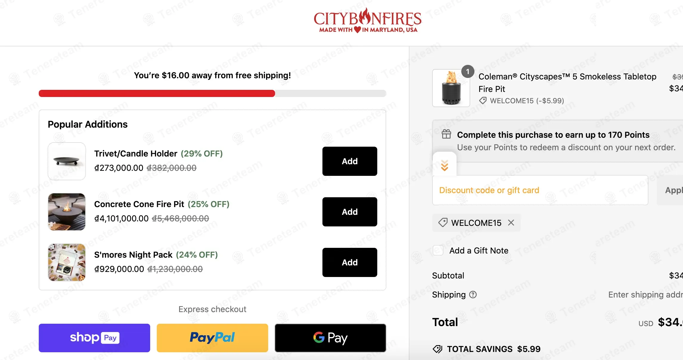 City Bonfires coupon code re-checked and confirmed working at checkout