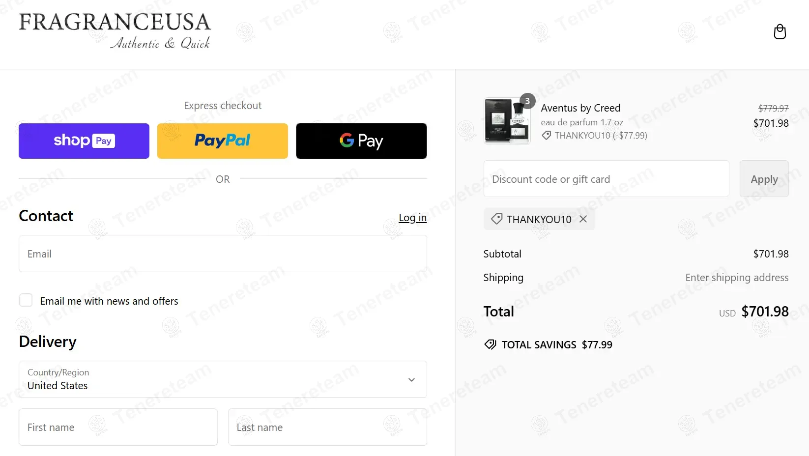 Fragranceusa coupon code: 10% off with THANKYOU10. Tested and valid as 1 year ago.