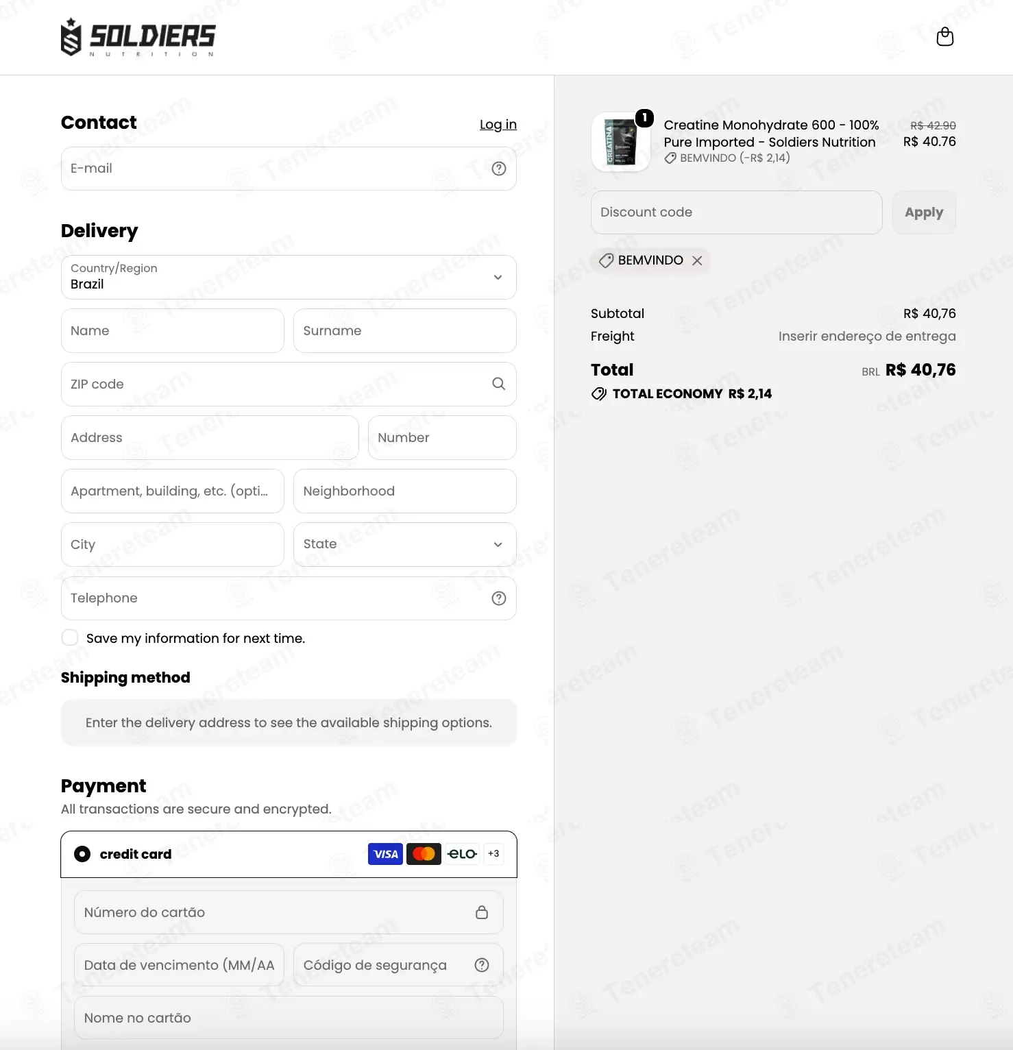 Soldiers Nutrition coupon code: 5% off with BEMVINDO. Tested and valid as 1 week ago.