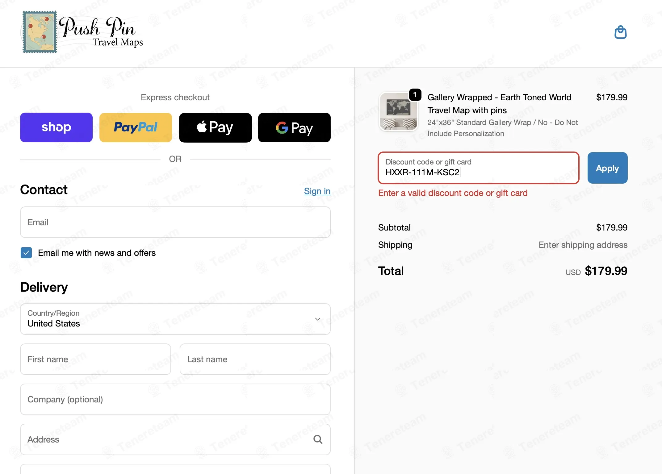 Push Pin Travel Maps Shop coupon code: 10% off with HXXR-111M-KSC2. Tested and valid as 1 month ago.