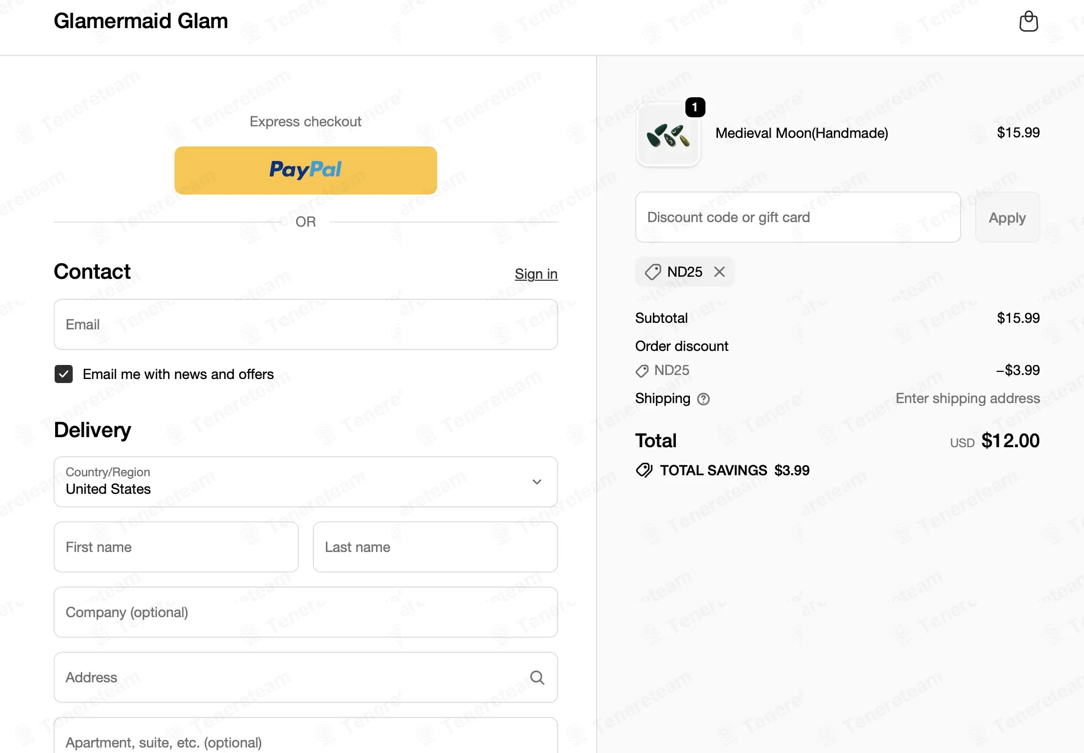 Glamermaid coupon code: 25% off with ND25. Tested and valid as 2 months ago.