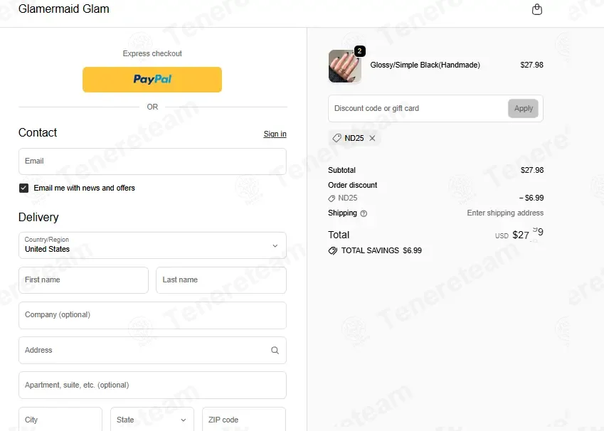 Glamermaid coupon code: 25% off with ND25. Tested and valid as 2 months ago.