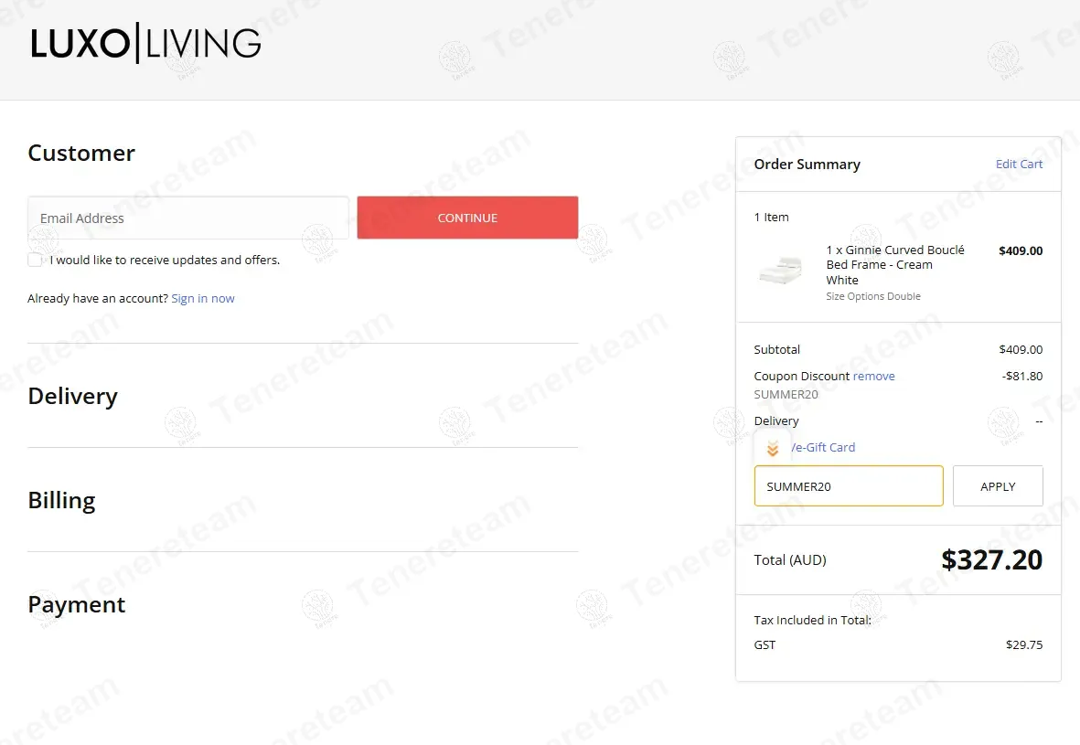 Luxo Living coupon code: 20% off with SUMMER20. Tested and valid as 11 months ago.