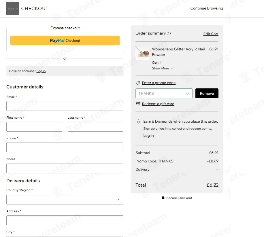 Diamond Nail Supplies coupon code: 10% off with THANKS. Tested and valid as 1 week ago.