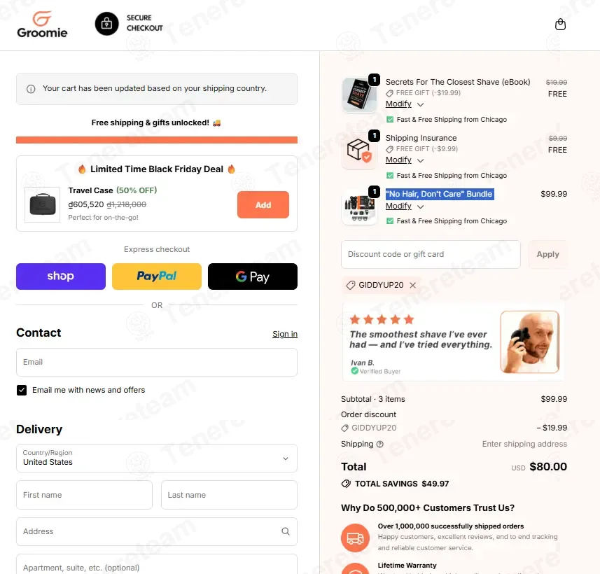Groomie Club coupon code: 20% off with GIDDYUP20. Tested and valid as 3 weeks ago.