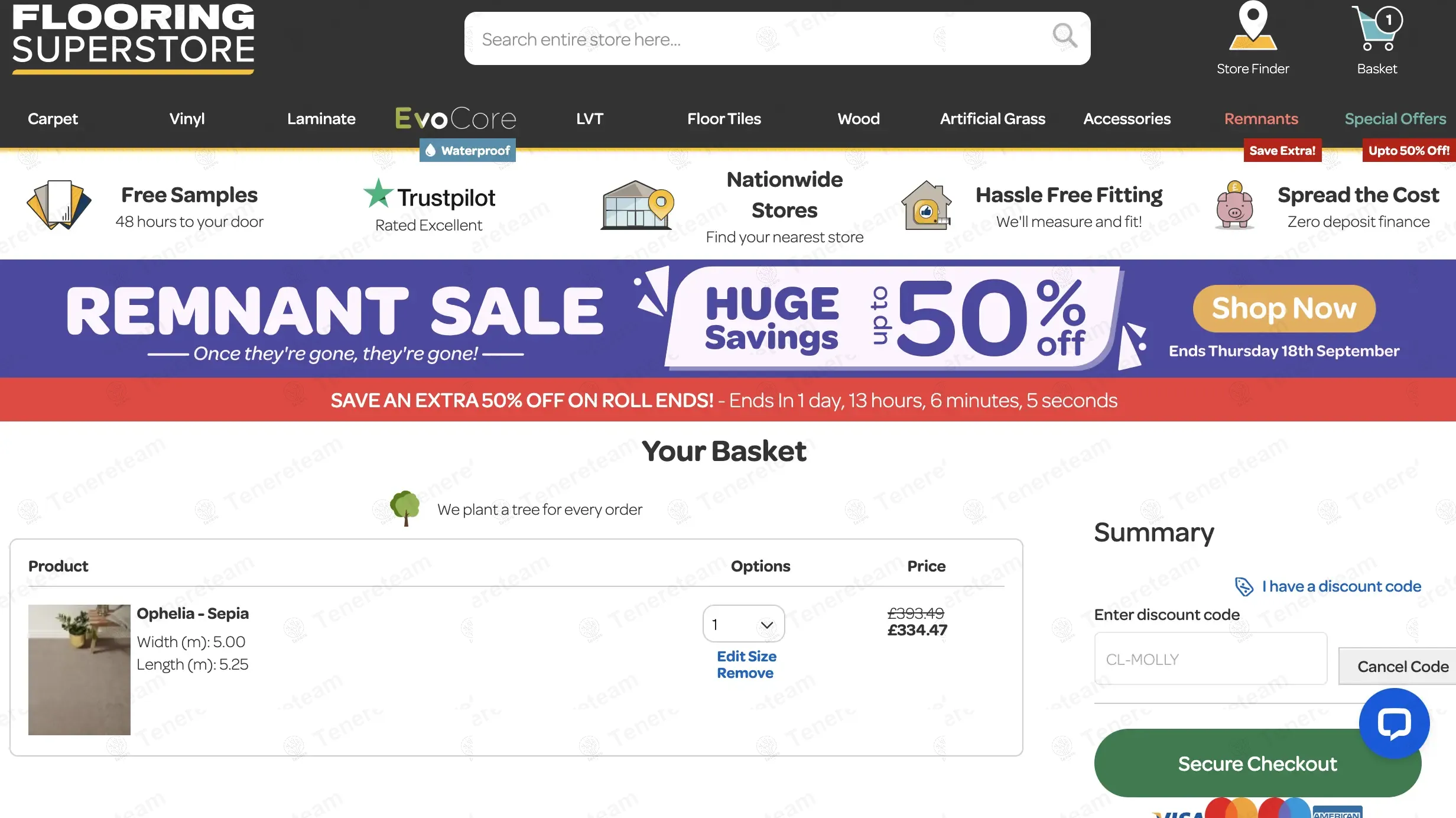 Flooring Superstore coupon code: 15% off with CL-MOLLY. Tested and valid as 9 months ago.