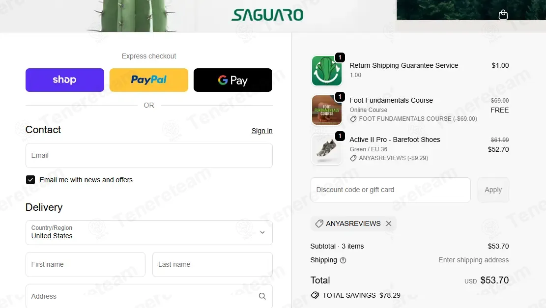 Saguaro Shoes coupon code: 15% off with ANYASREVIEWS. Tested and valid as 1 month ago.