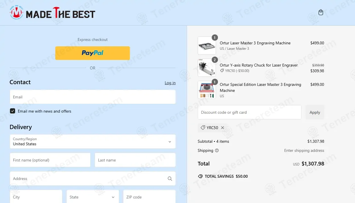 Made The Best coupon code: $50 off with YRC50. Tested and valid as 1 year ago.
