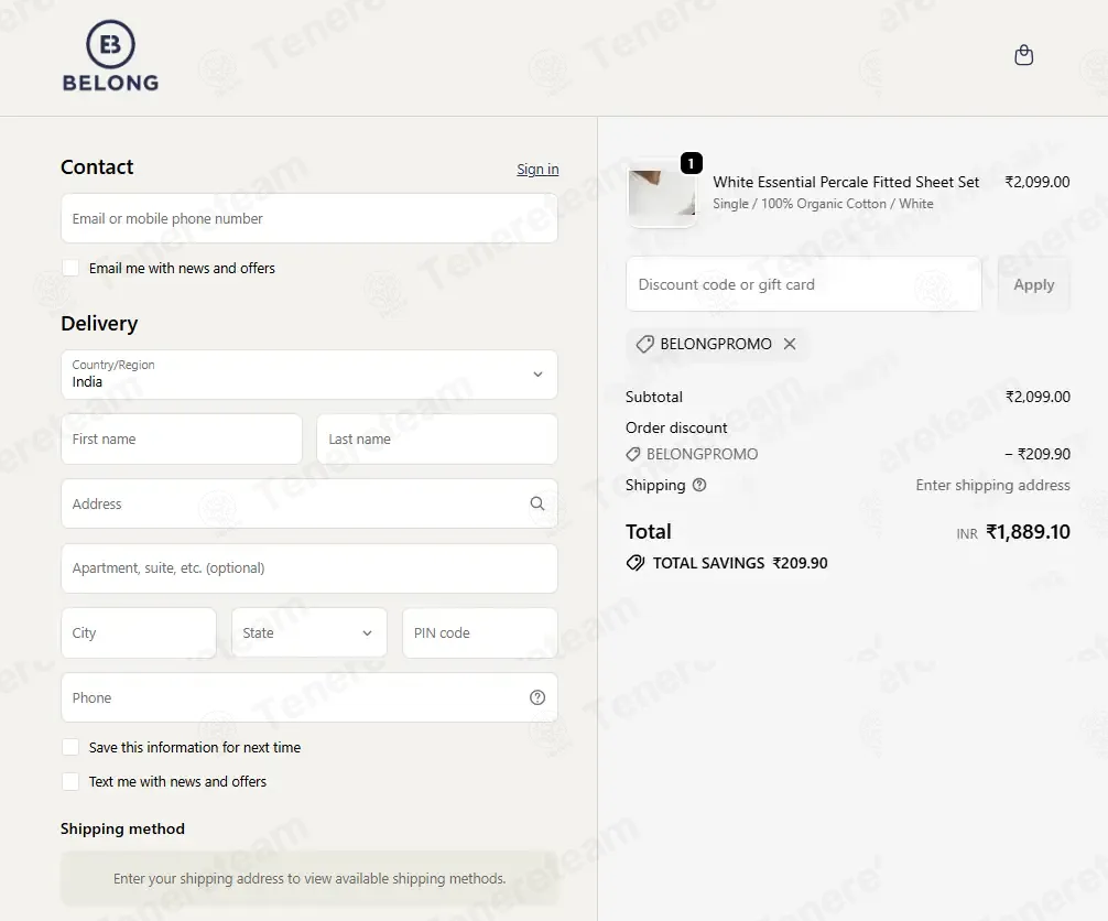 Belong India coupon code: 10% off with BELONGPROMO. Tested and valid as 4 months ago.