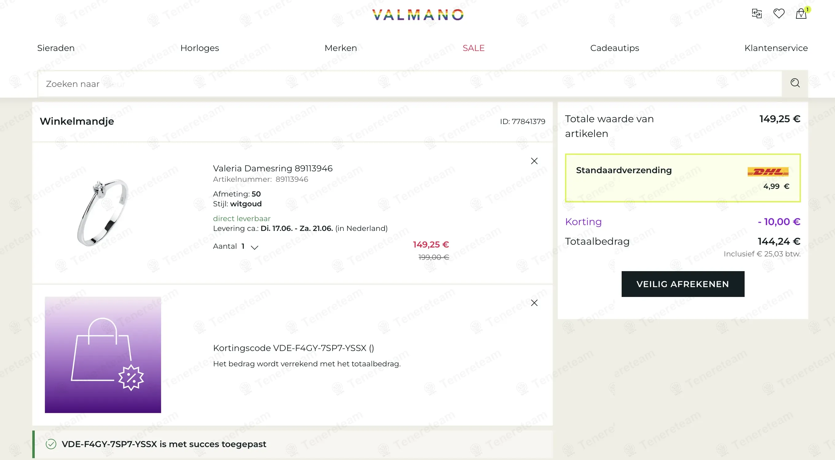 Valmano NL coupon code: €10 off with VDE-F4GY-7SP7-YSSX. Tested and valid as 11 months ago.