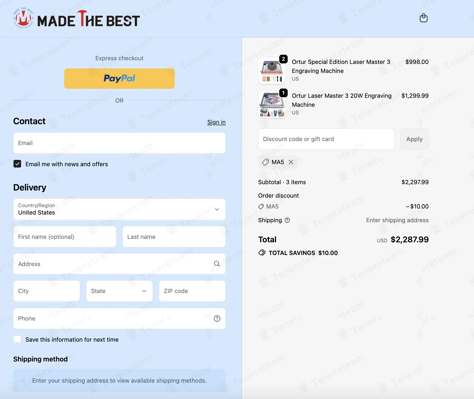 Made The Best coupon code: 5% off with MA5. Tested and valid as 9 months ago.