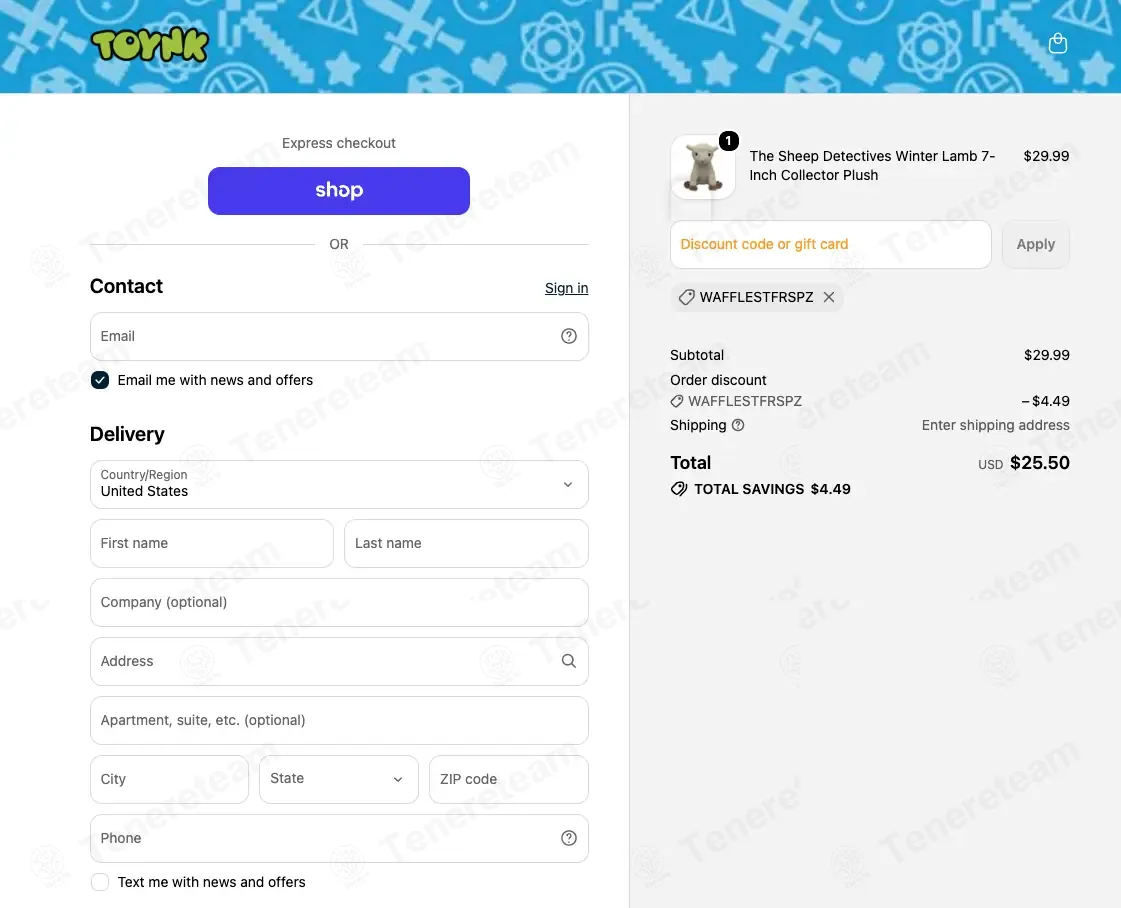 Toynk Toys coupon code: 15% off with WAFFLESTFRSPZ. Tested and valid as 3 weeks ago.