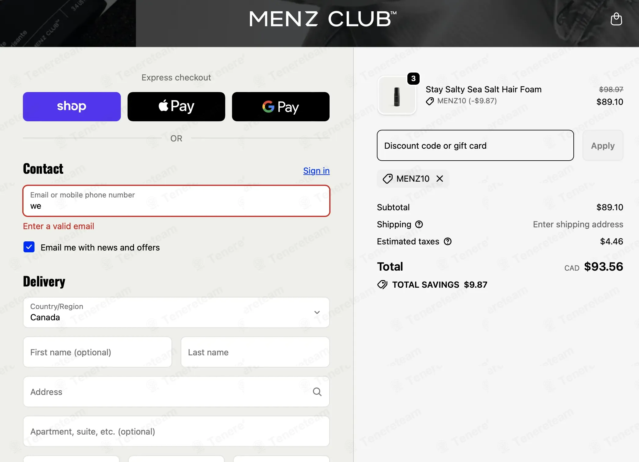 Menz Club Products apply coupon code