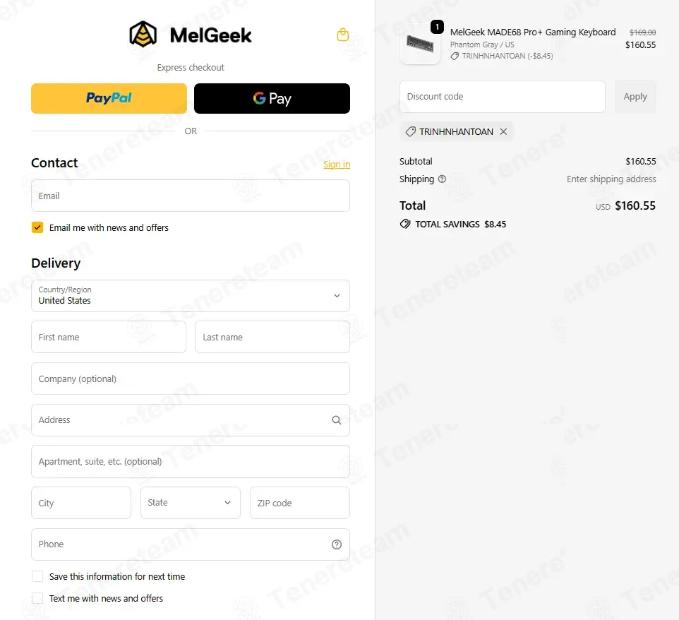 MelGeek coupon code: 5% off with TRINHNHANTOAN. Tested and valid as 1 month ago.