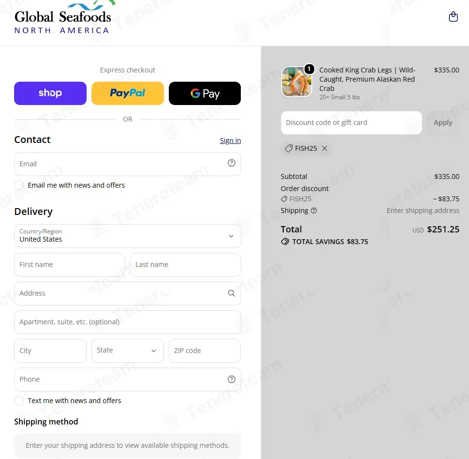 Global Seafoods coupon code: 25% off with FISH25. Tested and valid as 2 days ago.