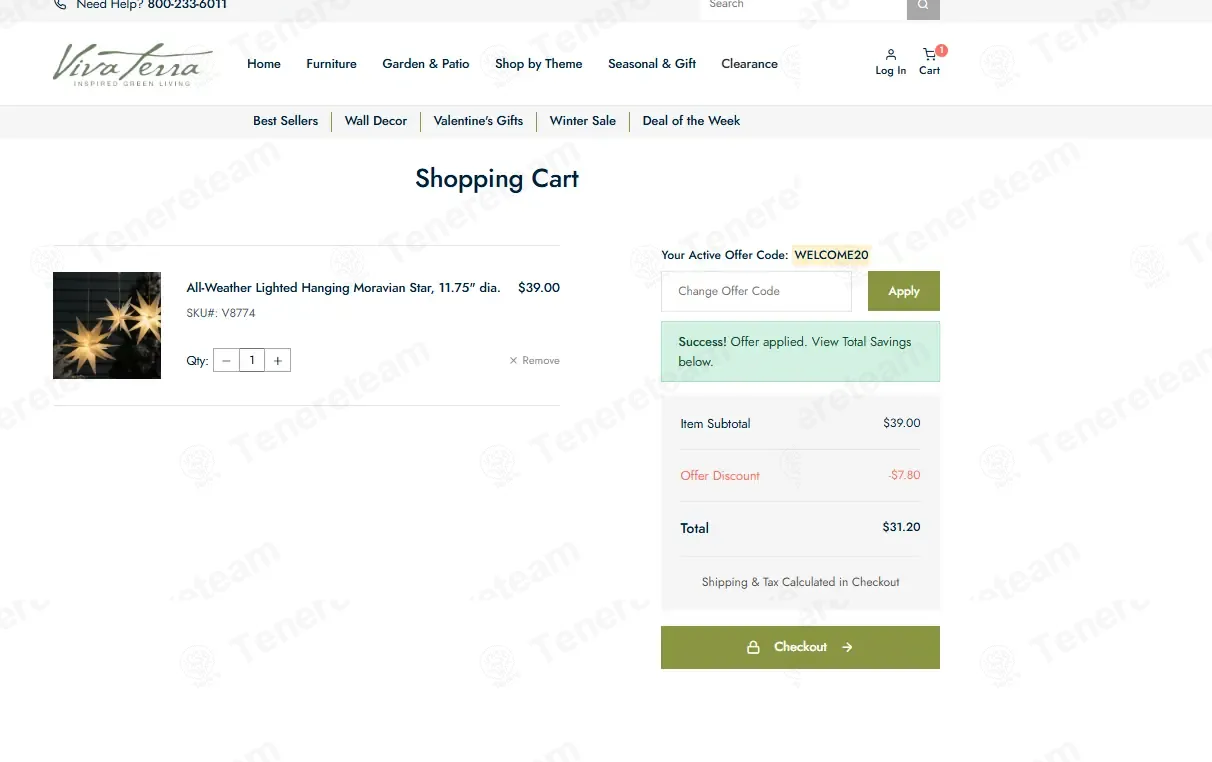 Vivaterra coupon code: 20% off with WELCOME20. Tested and valid as 3 weeks ago.