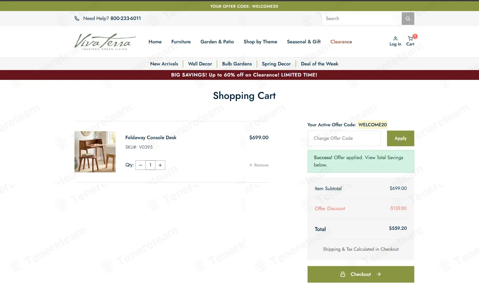 Vivaterra coupon code: 20% off with WELCOME20. Tested and valid as 3 weeks ago.