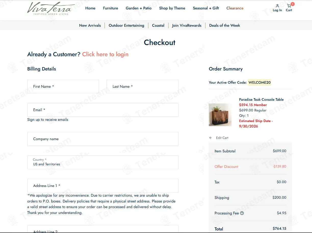 Vivaterra coupon code: 20% off with WELCOME20. Tested and valid as 41 seconds ago.