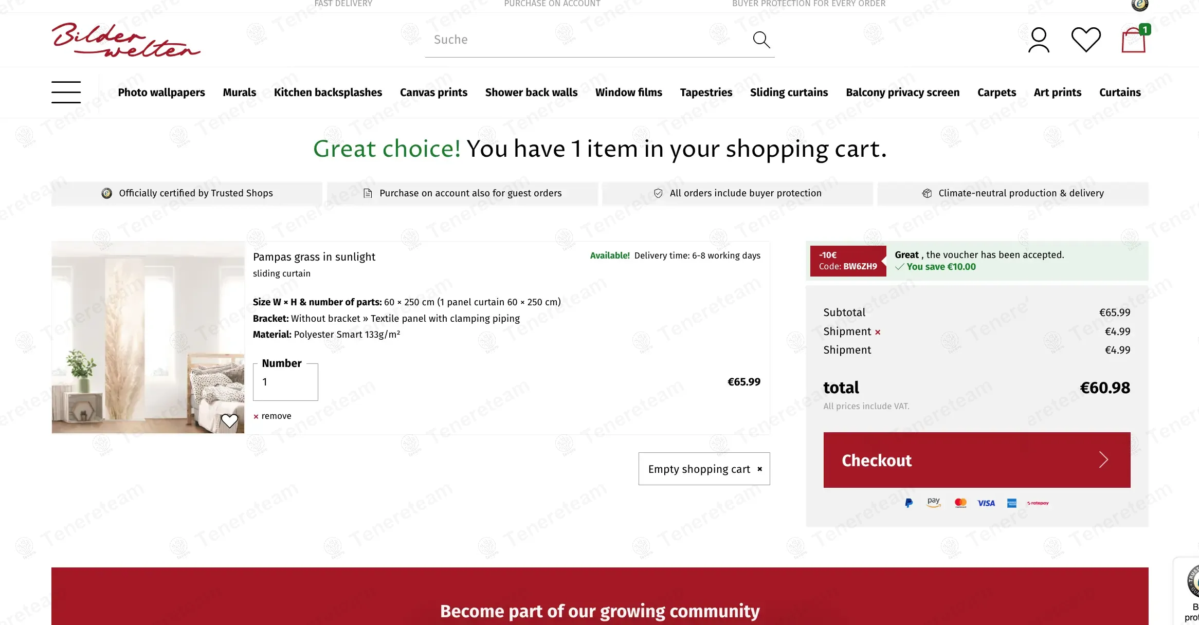 Bilderwelten DE coupon code: €10 off with BW6ZH9. Tested and valid as 3 months ago.