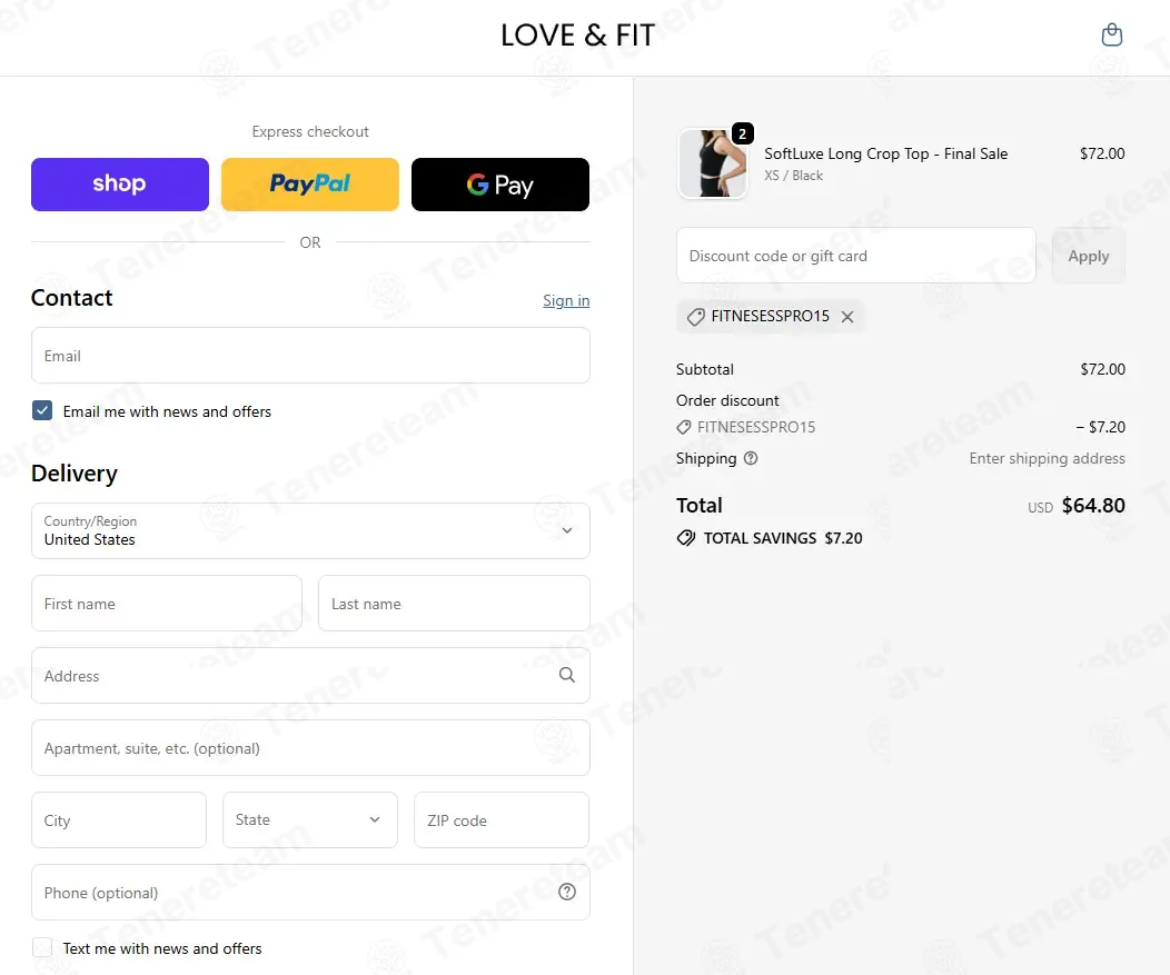 Love and Fit coupon code: 10% off with fitnesesspro15. Tested and valid as 2 months ago.