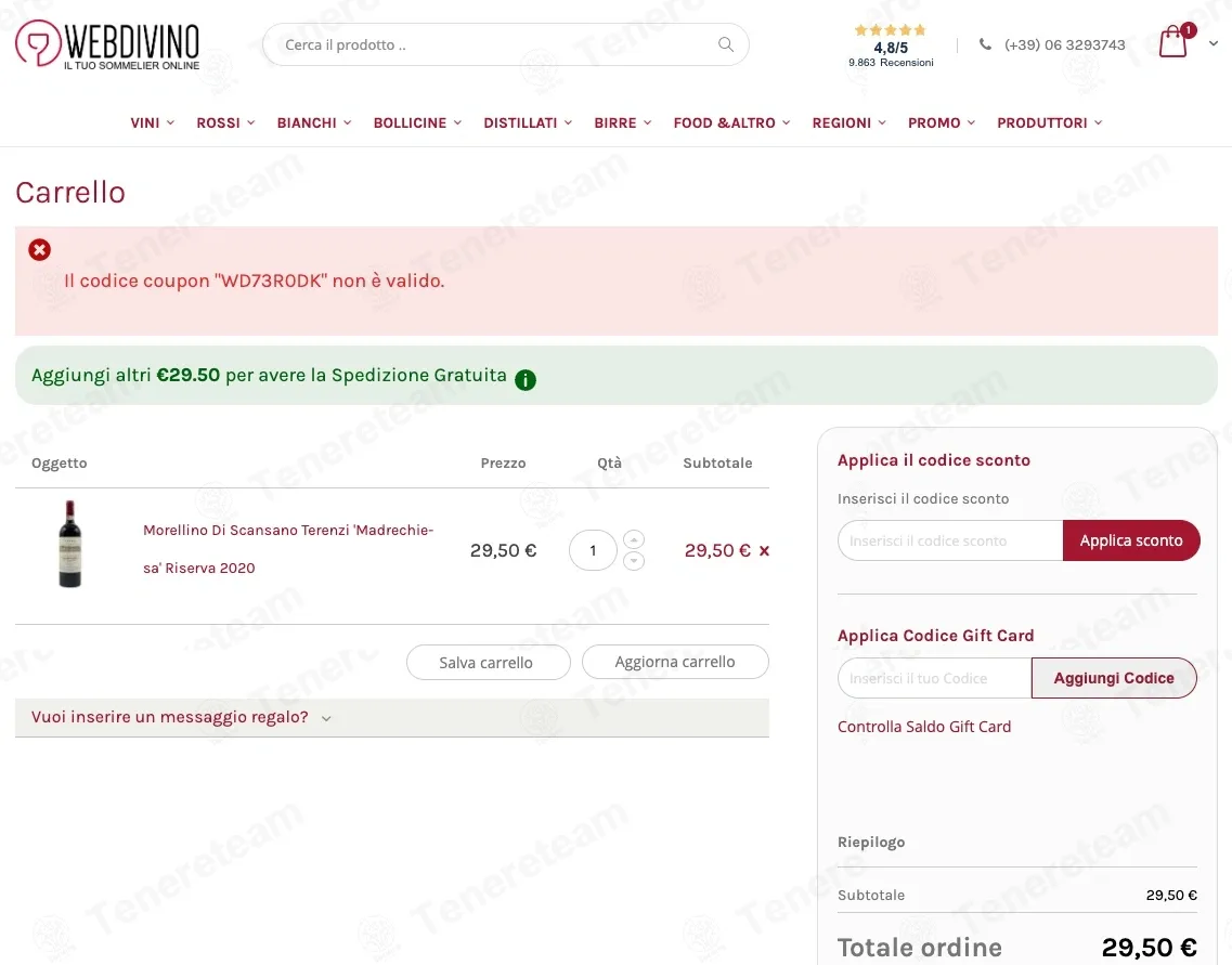 Webdivino IT coupon code: €5 off with WD73R0DK. Tested and valid as 4 months ago.