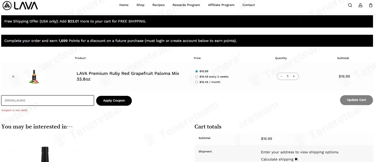 LAVA Craft Cocktail Co. coupon code: 10% off with DRINKLAVA10. Tested and valid as 1 month ago.