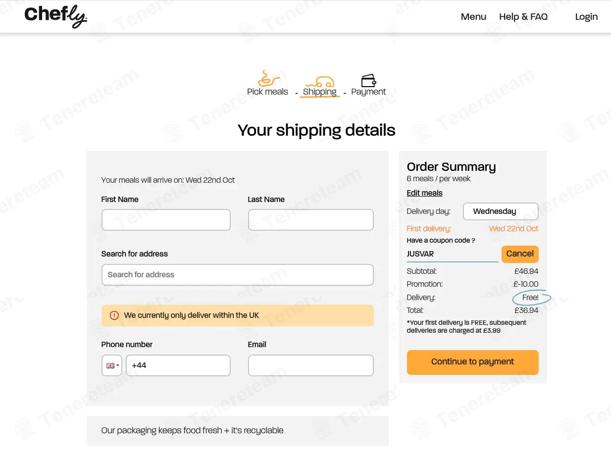 Chefly coupon code re-checked and confirmed working at checkout