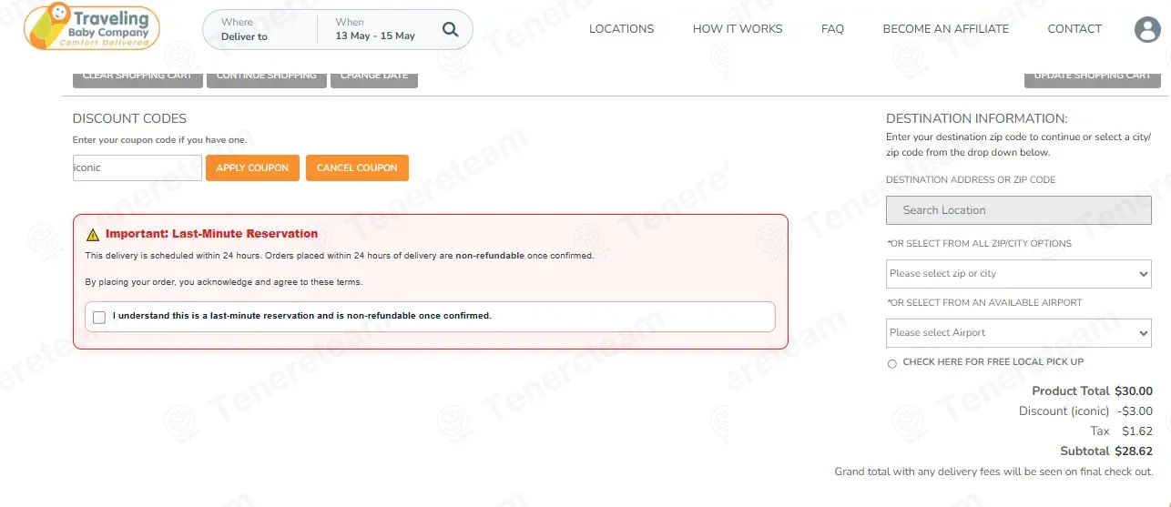 Traveling Baby coupon code: 10% off with iconic. Tested and valid as 1 month ago.
