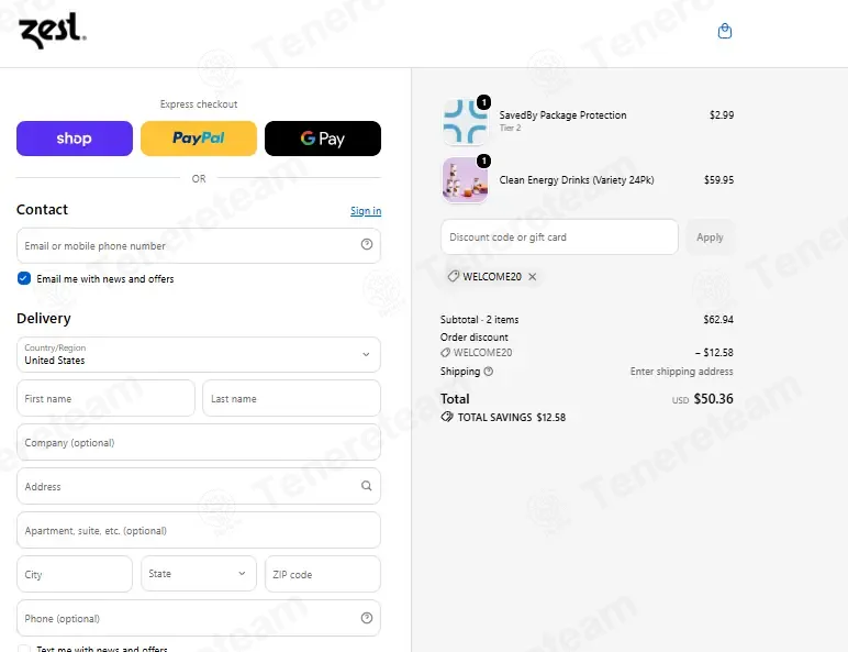 Zest Tea coupon code: 20% off with WELCOME20. Tested and valid as 1 month ago.