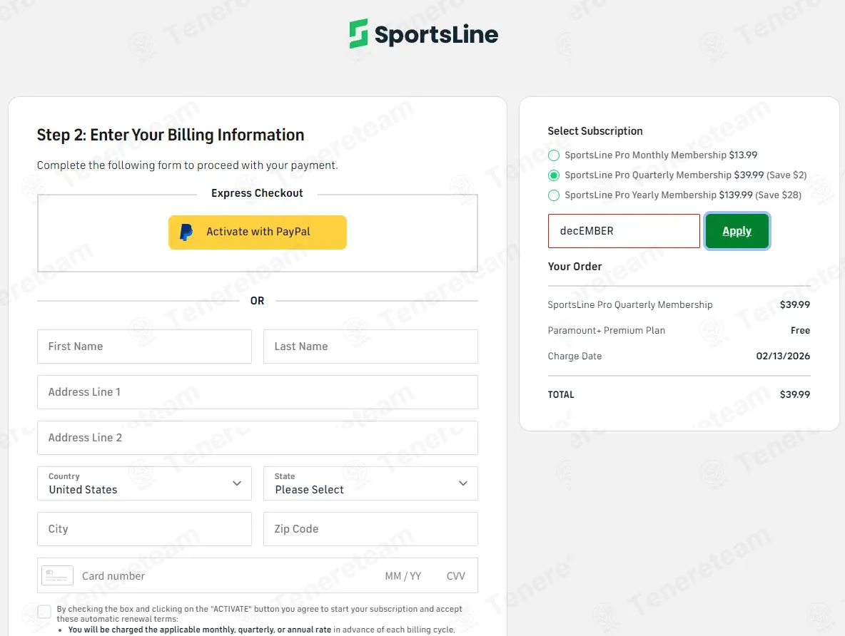 Sportsline coupon code: 50% off with decEMBER. Tested and valid as 4 months ago.