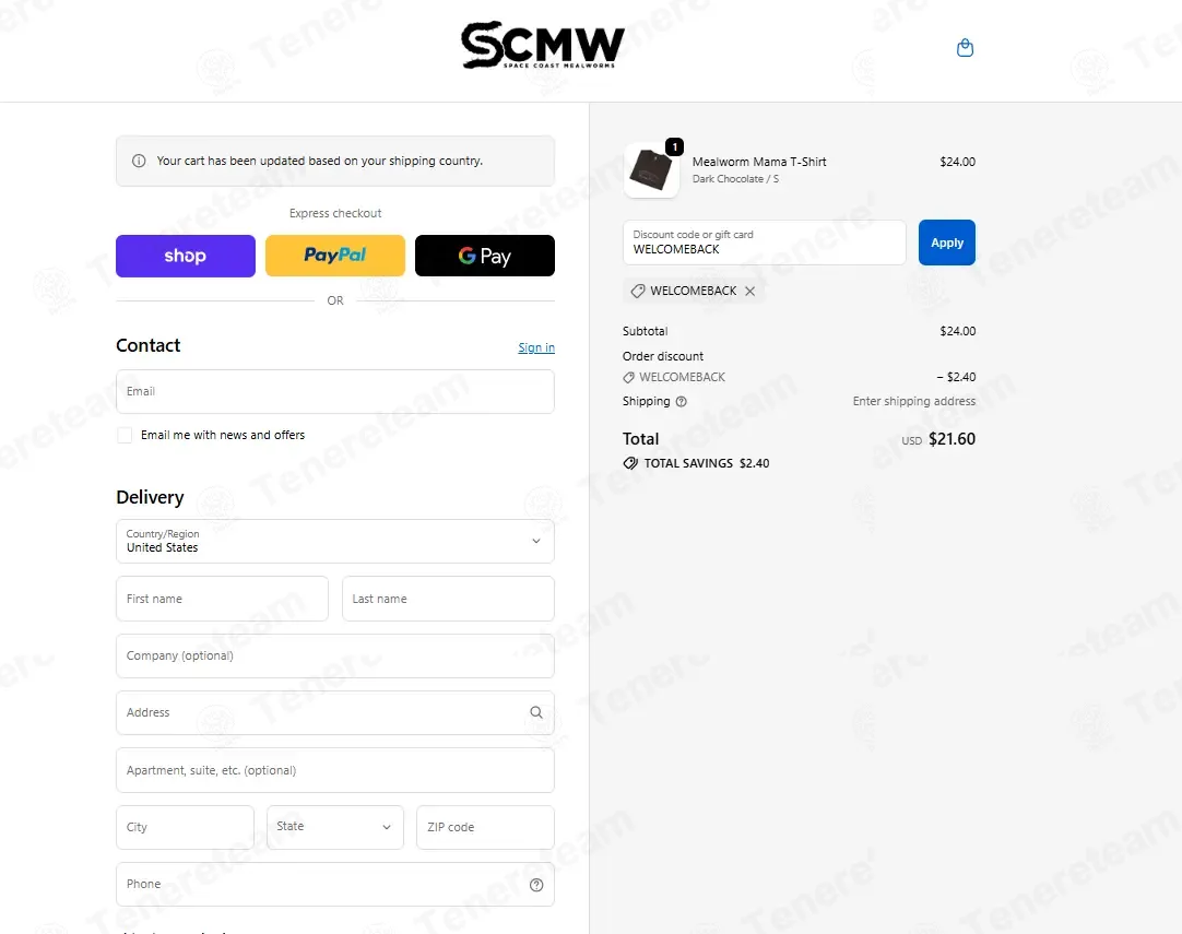Space Coast Mealworms coupon code: 10% off with WELCOMEBACK. Tested and valid as 1 week ago.