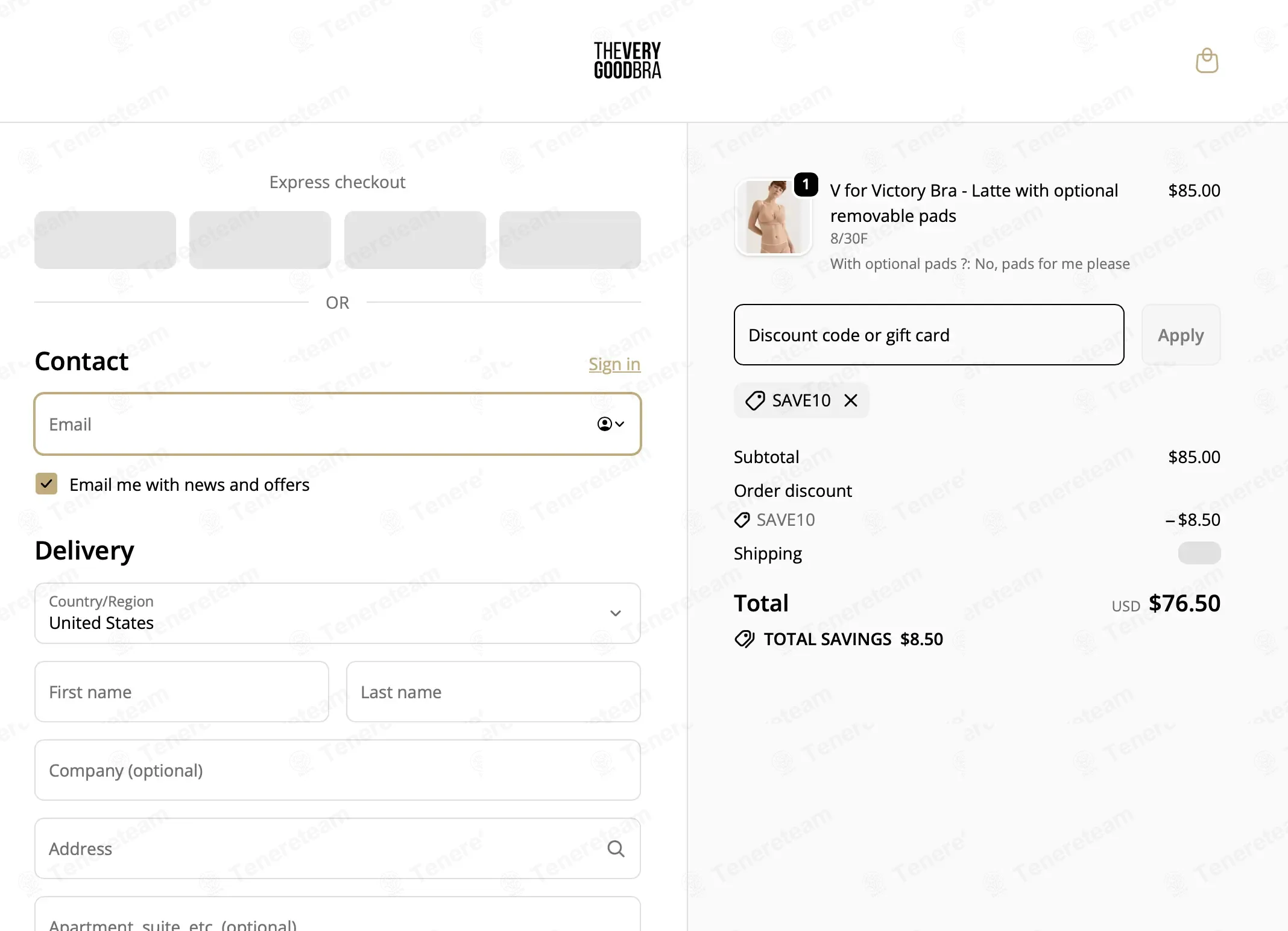The Very Good Bra coupon code: 10% off with save10. Tested and valid as 3 weeks ago.