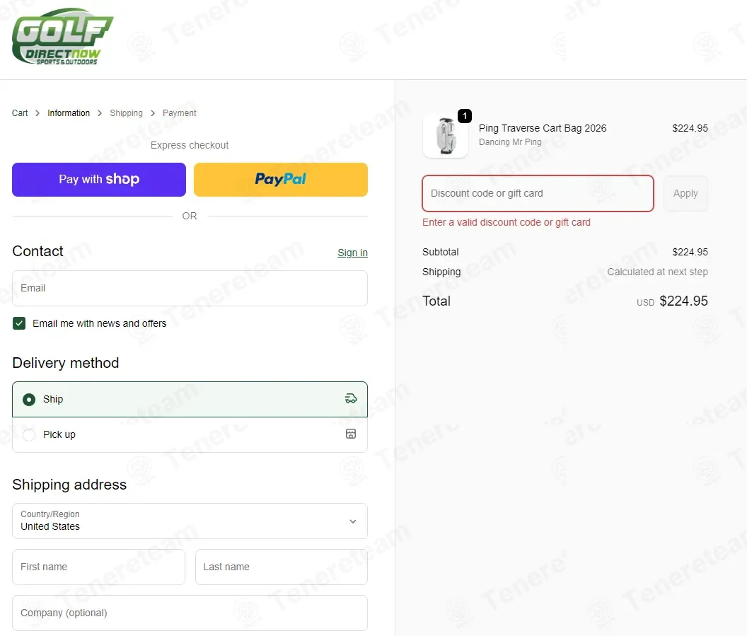 Golf Direct Now coupon code: 10% off with WELCOME10. Tested and valid as 6 months ago.