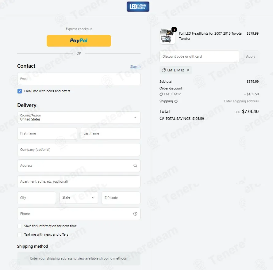 LED Factory Mart coupon code: 12% off with EMTLFM12. Tested and valid as 1 month ago.