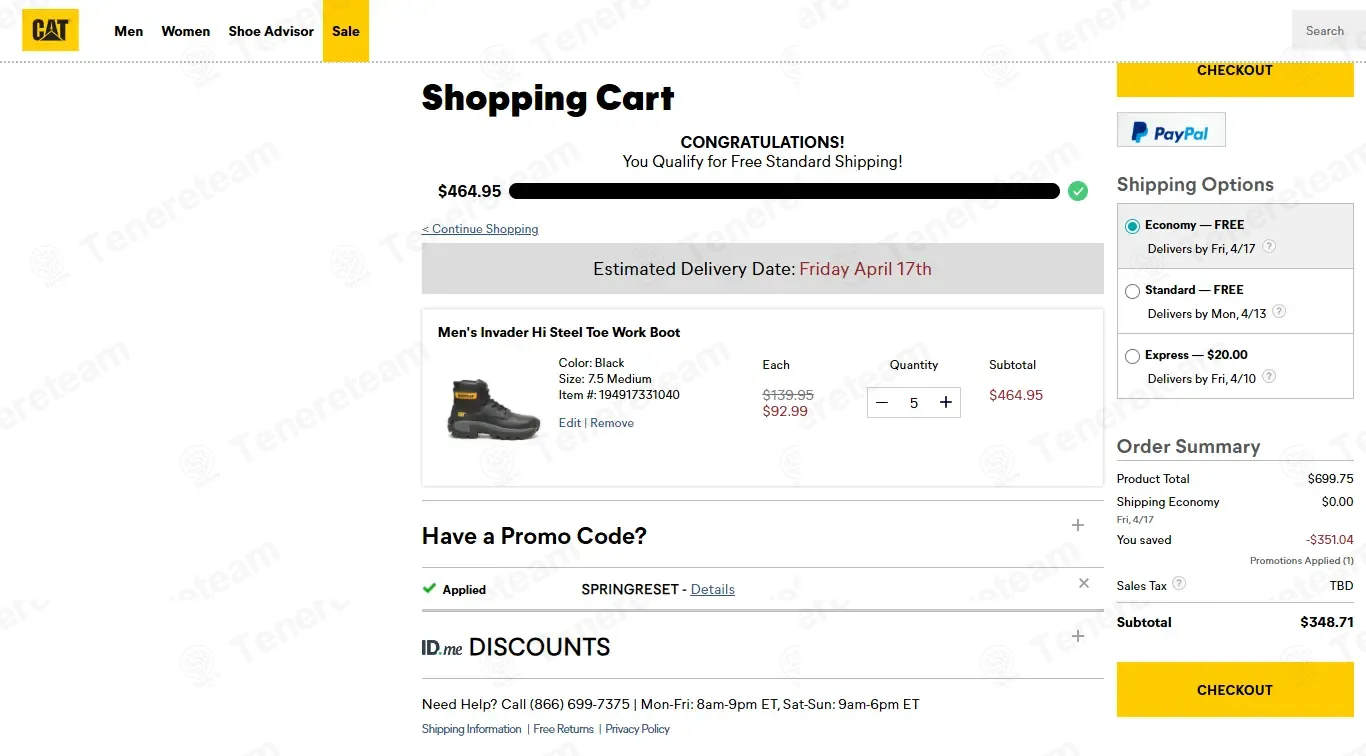 CAT Footwear US coupon code: 25% off with SPRINGRESET. Tested and valid as 16 hours ago.