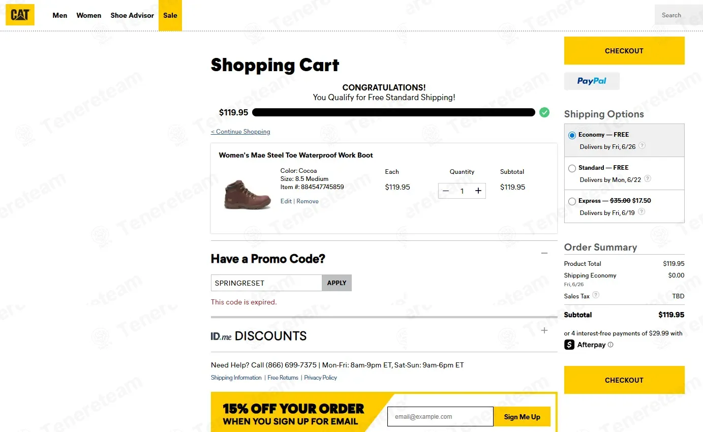 CAT Footwear US coupon code: 25% off with SPRINGRESET. Tested and valid as 16 hours ago.